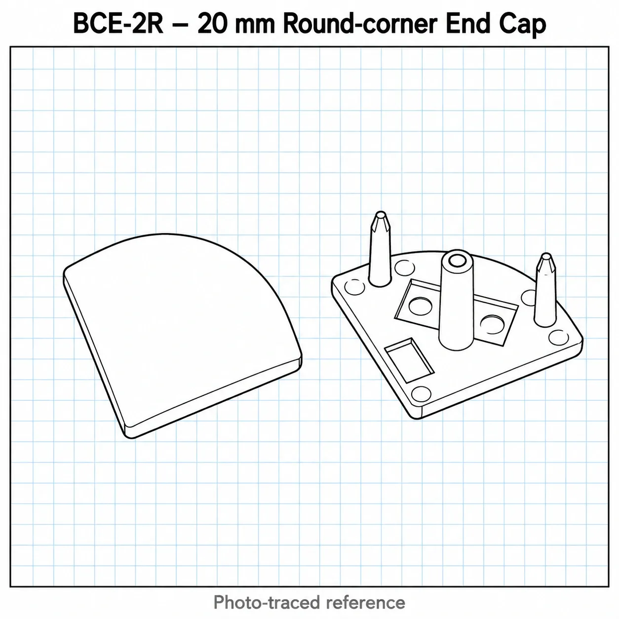 BCE-2R — Endcap 20x20mm Round Corner