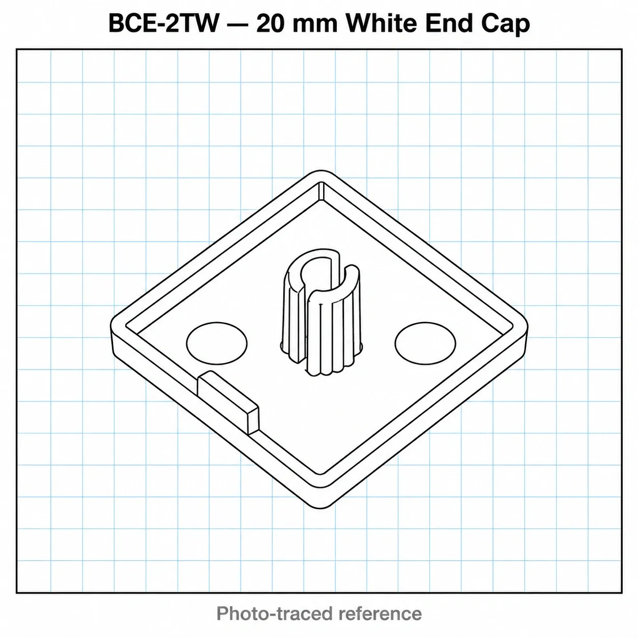BCE-2TW — Endcap 20x20mm สีเทา