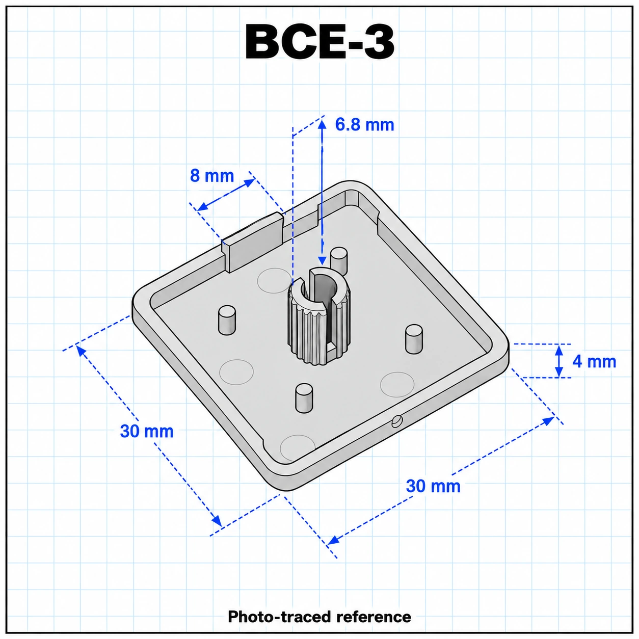 BCE-3 — Endcap 30x30mm สีดำ