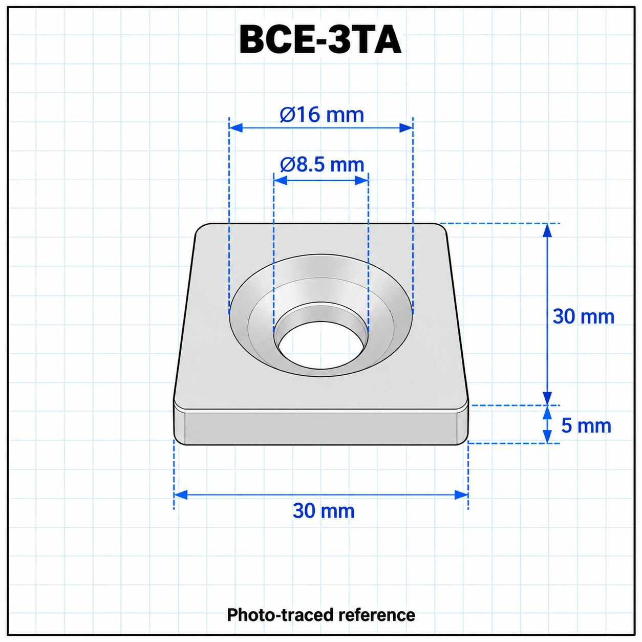 BCE-3TA — Endcap 30x30mm อลูมิเนียม