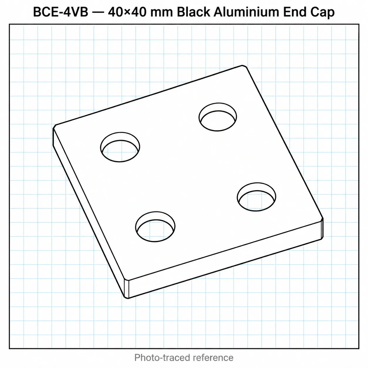 BCE-4VB — End Cap 40x40mm V-Slot อลูมิเนียม สีดำ