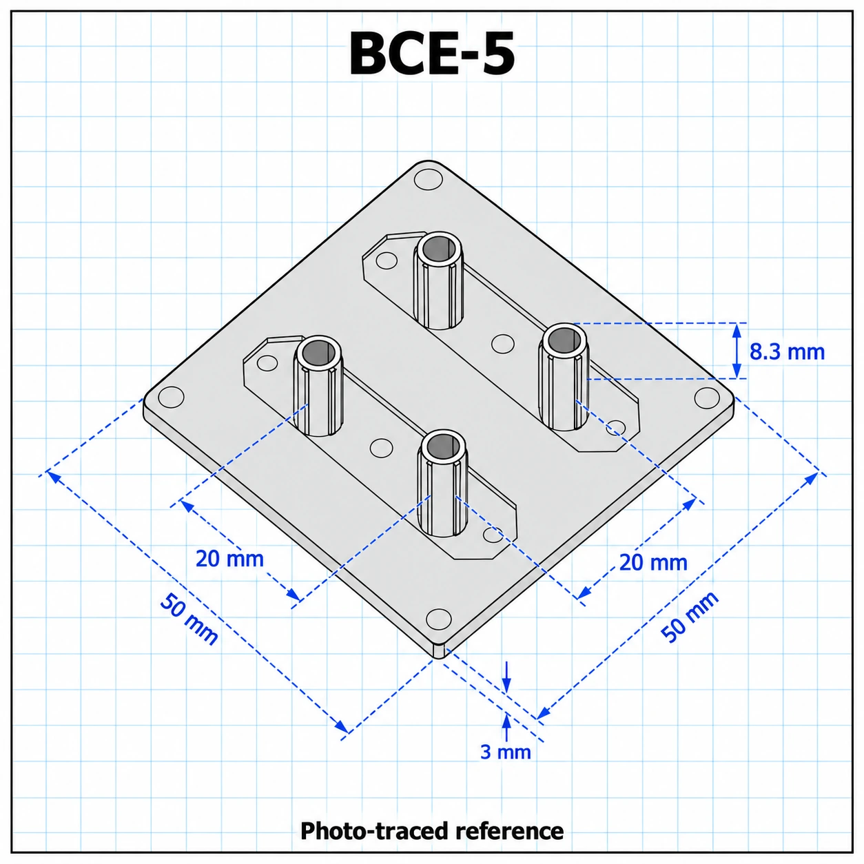 BCE-5 — Endcap 50x50mm T-Nut