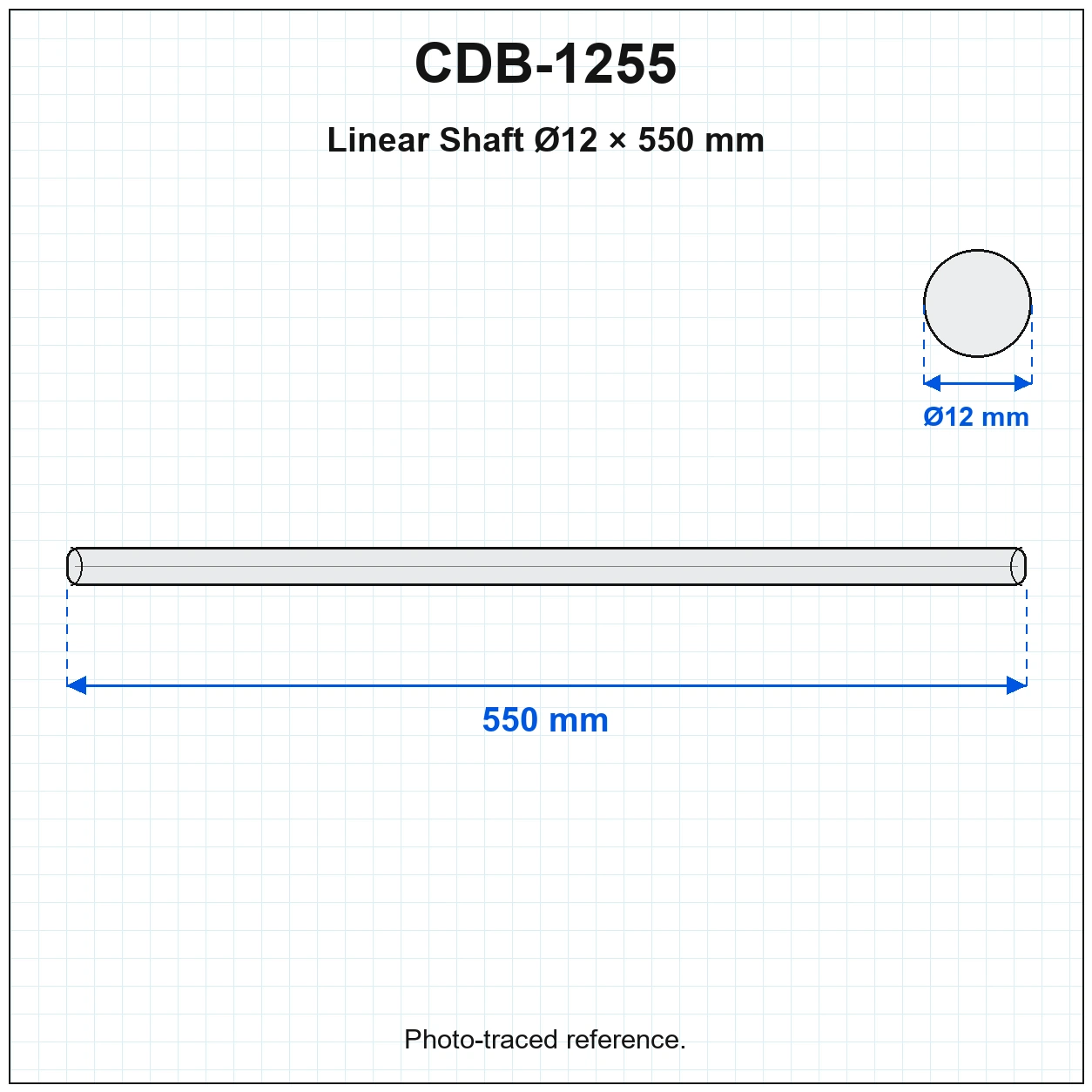 CDB-1255 — Linear Shaft D12 550mm