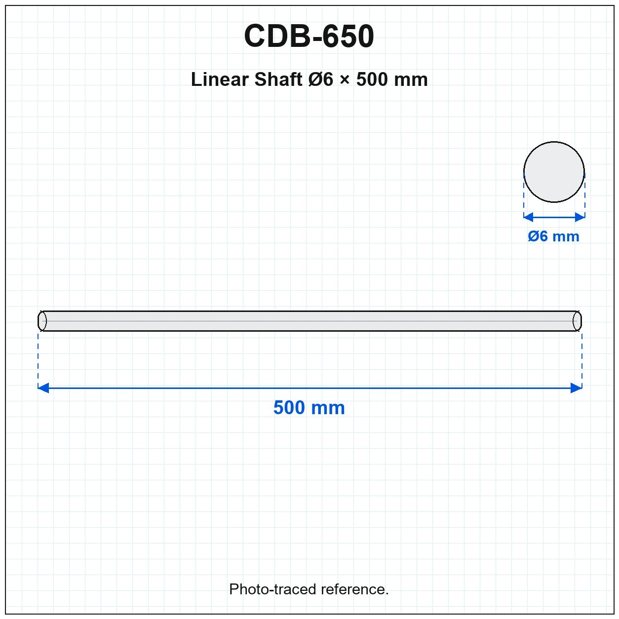 CDB-650 — Linear Shaft D6 500mm