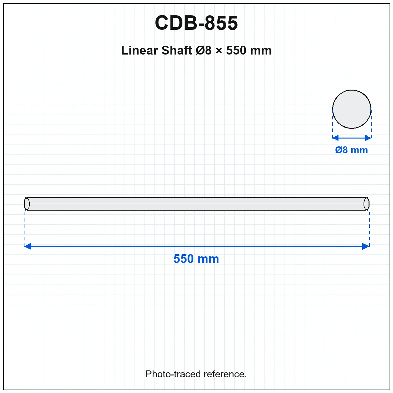 CDB-855 — Linear Shaft D8 550mm