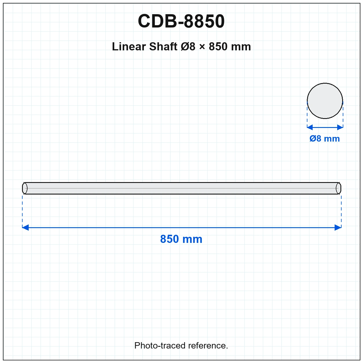 CDB-8850 — Linear Shaft D8 850mm