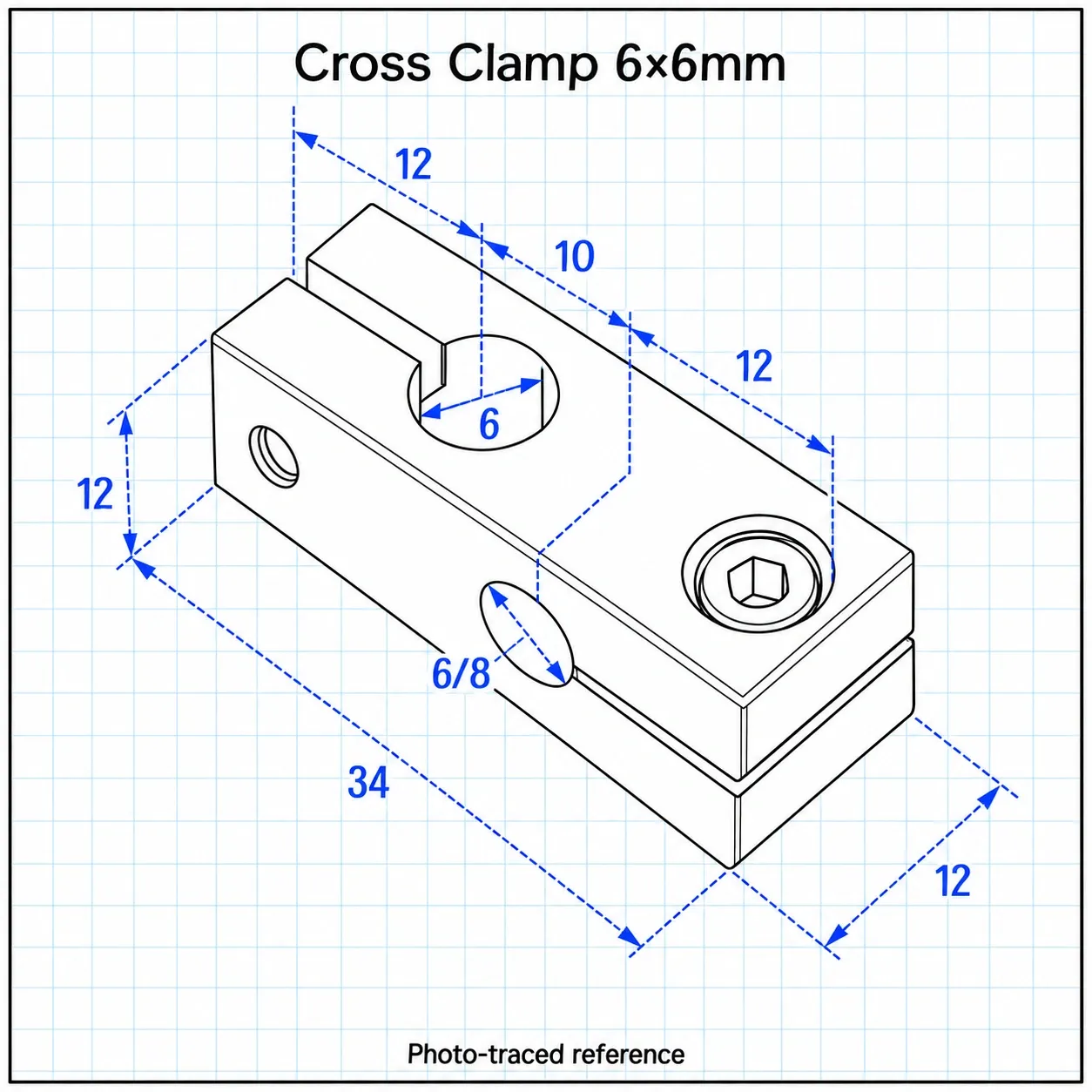 CDC-A6 — Cross Clamp 6x6mm