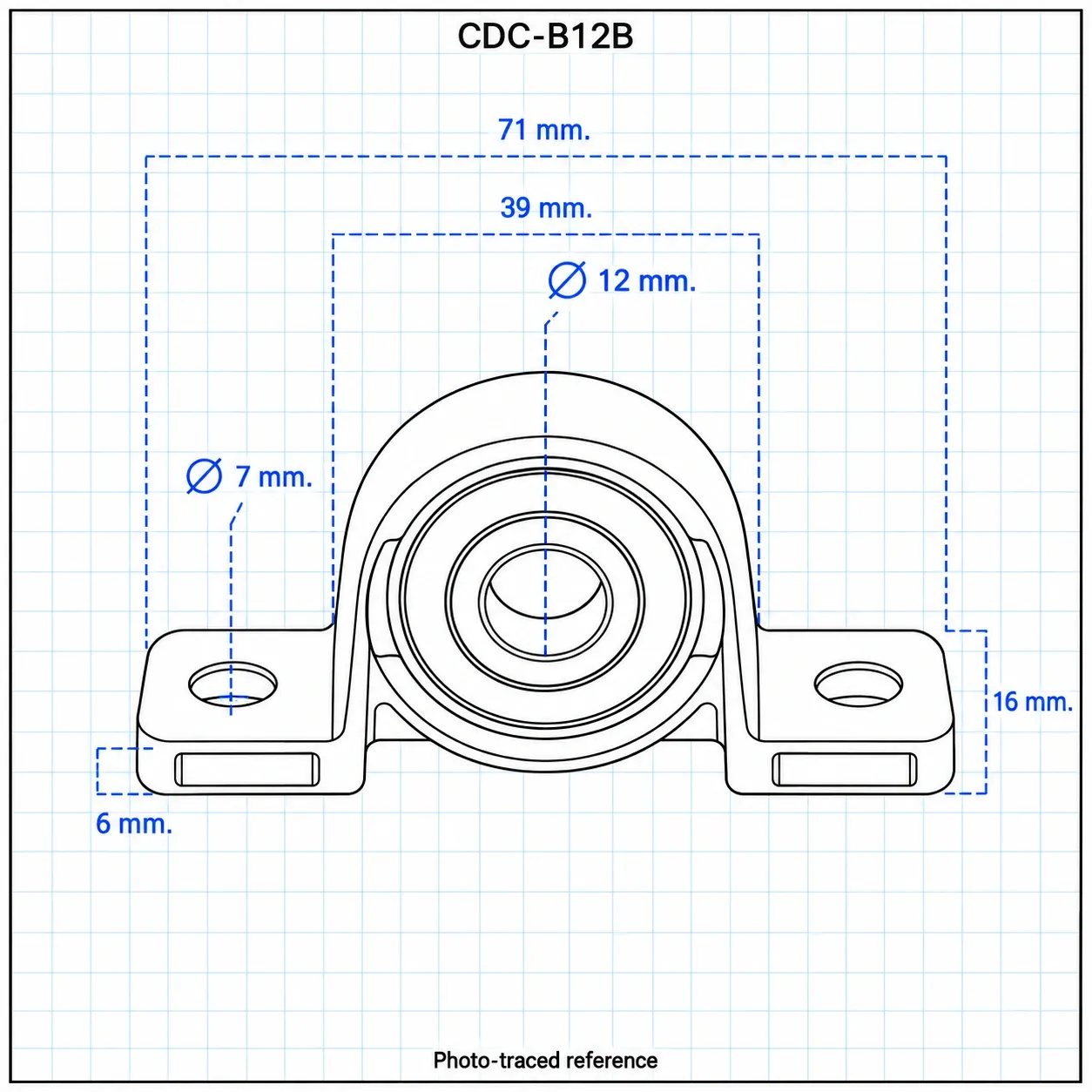 CDC-B12B — Shaft Support 12mm with Bearing KP001