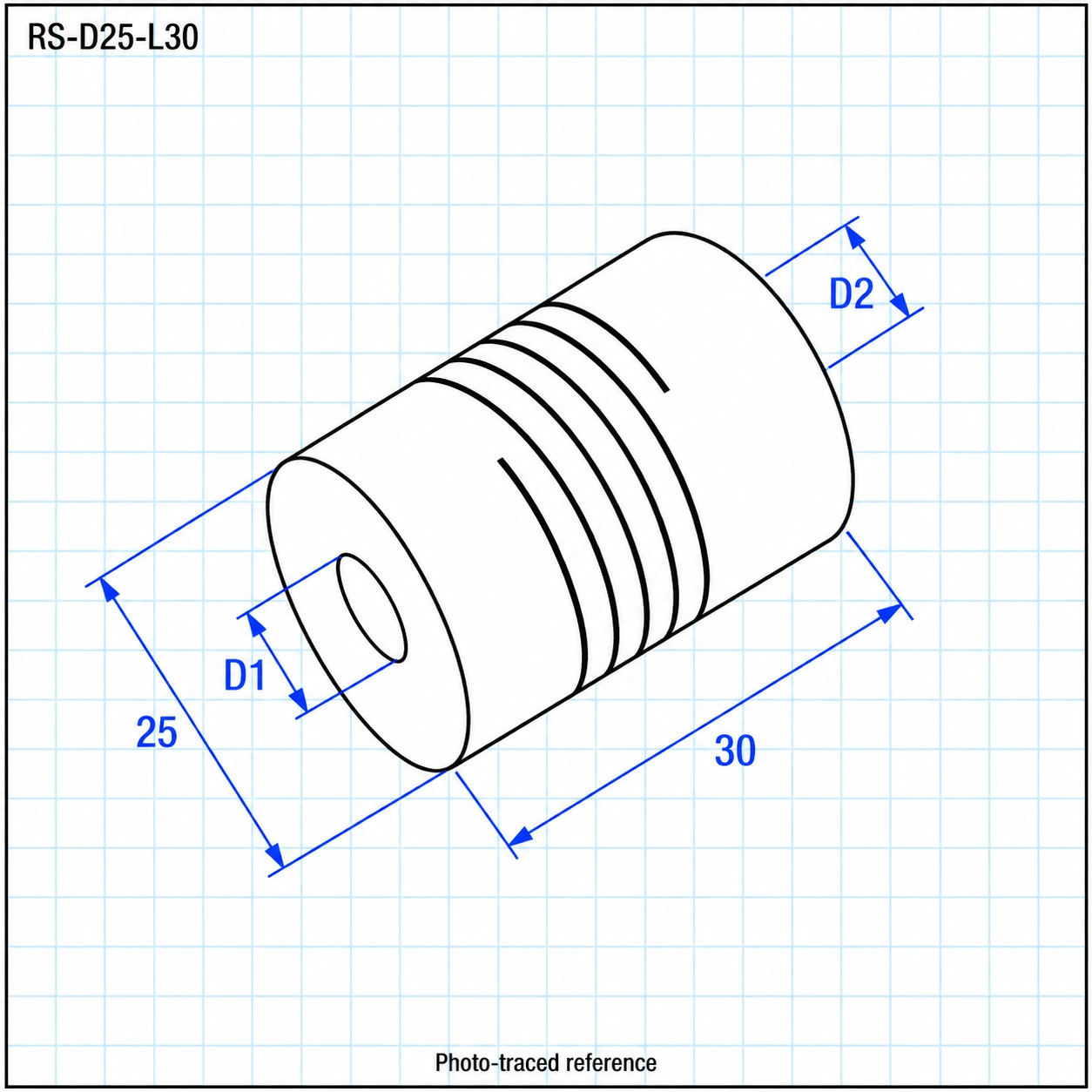 CFA-A258 — คัปปลิ้ง RS Type D25 L30 5x8mm