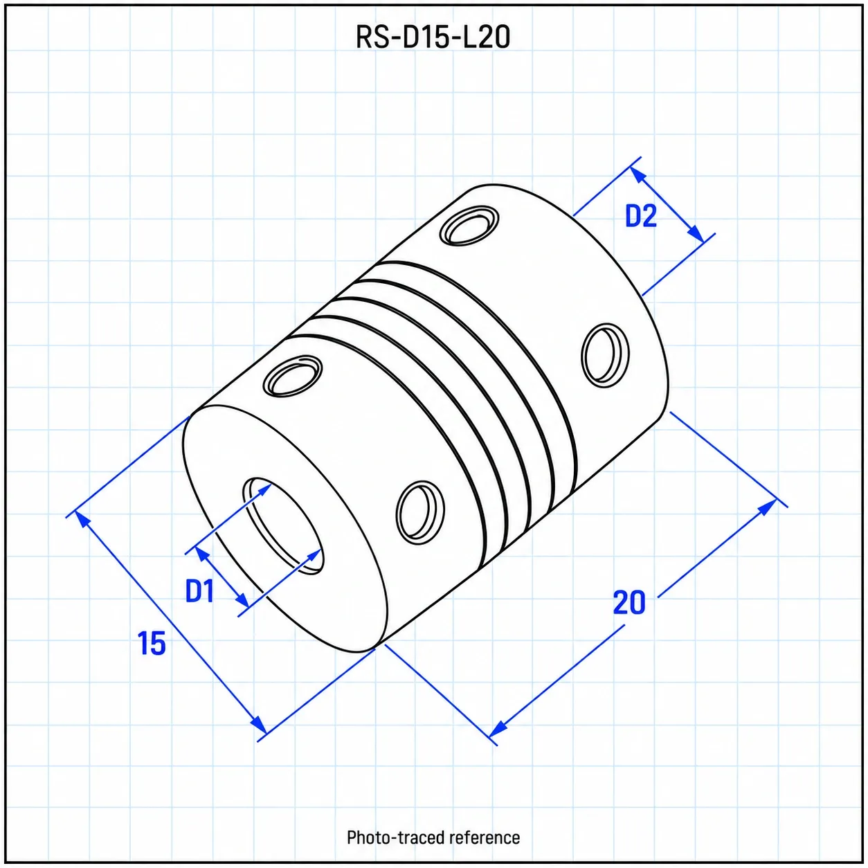 CFA-D25 — คัปปลิ้ง RS Type D15 L20 2x5mm