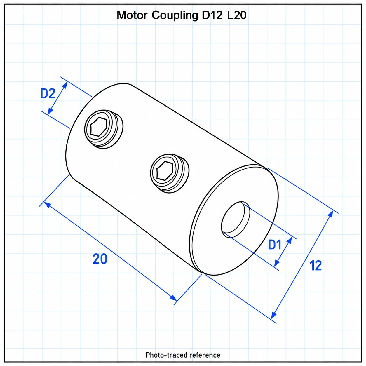 CFC-1233 — คัปปลิ้ง Model motor D12 L20 3x3mm