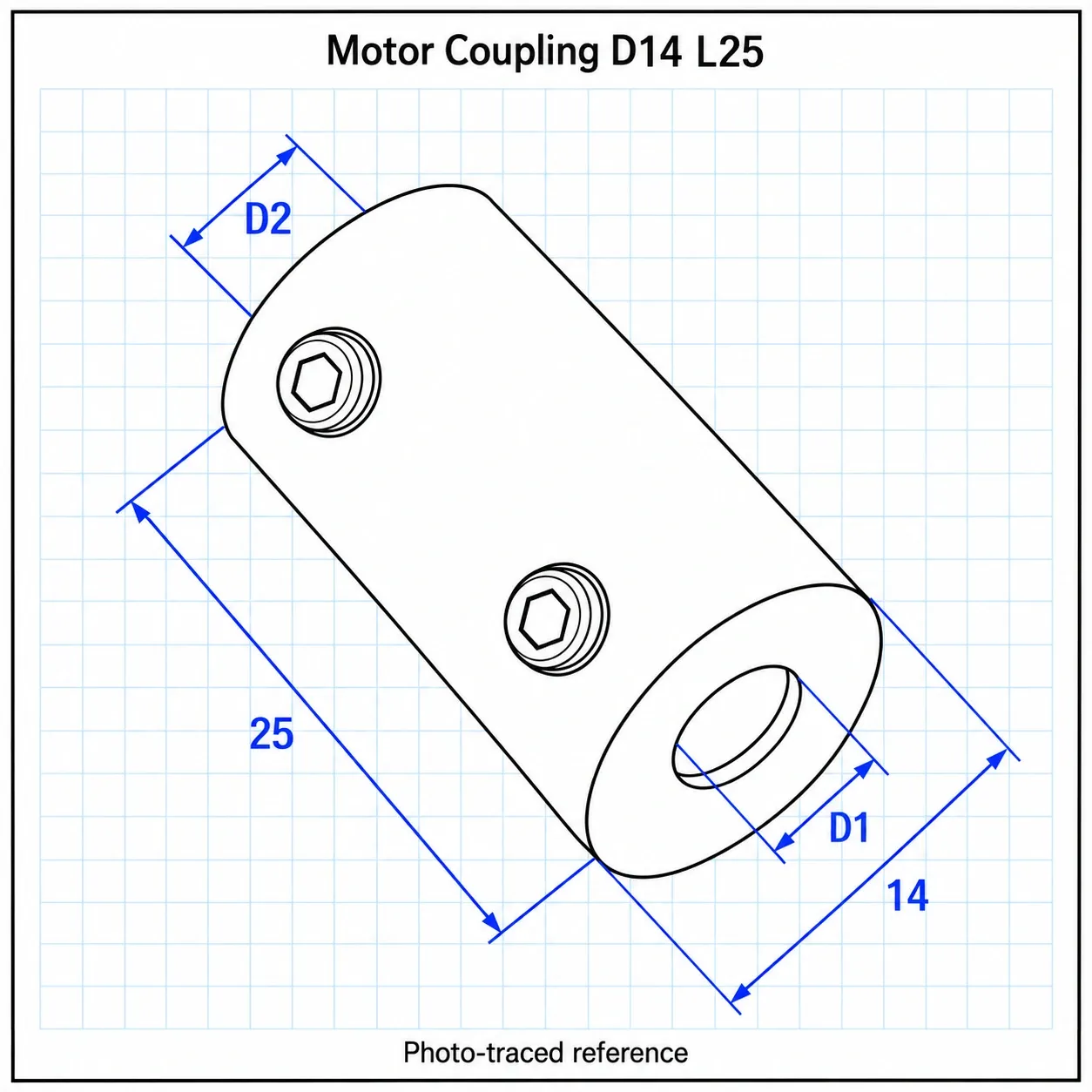 CFC-1435 — คัปปลิ้ง Model motor D14 L25 3x5mm