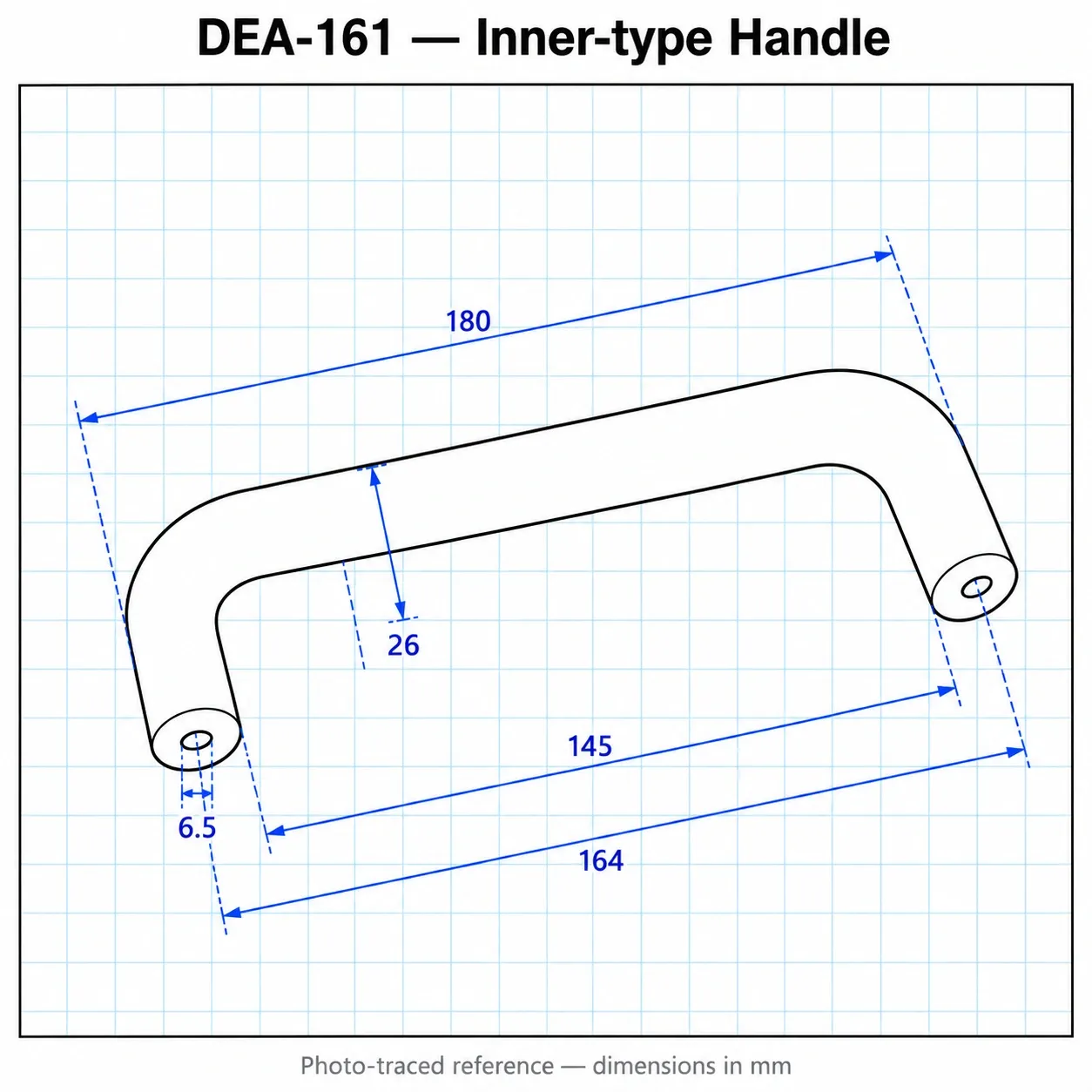 DEA-161 — มือจับอลูมิเนียม Solid version 180mm สีเงิน