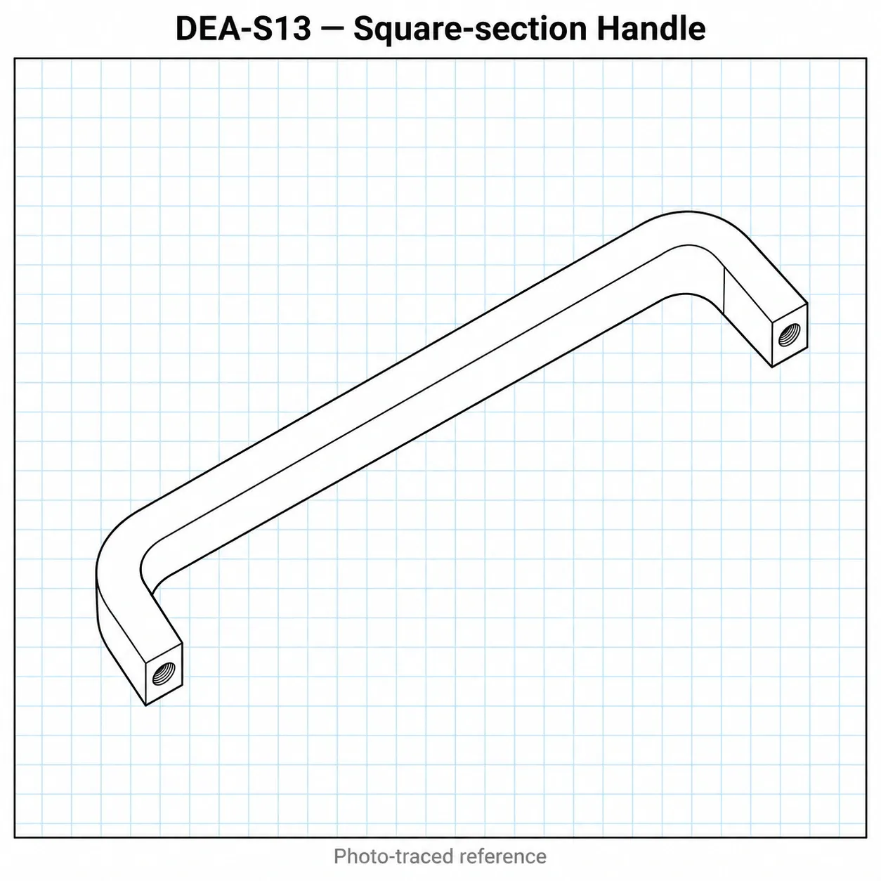 DEA-S13 — มือจับอลูมิเนียมเหลี่ยม Light Version 96mm สีเงิน