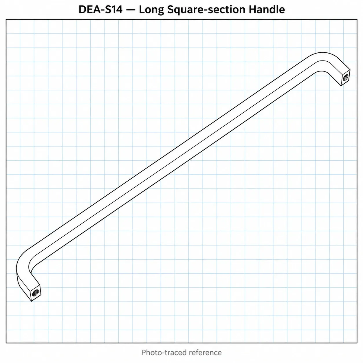 DEA-S14 — มือจับอลูมิเนียมเหลี่ยม Light Version 192mm สีเงิน