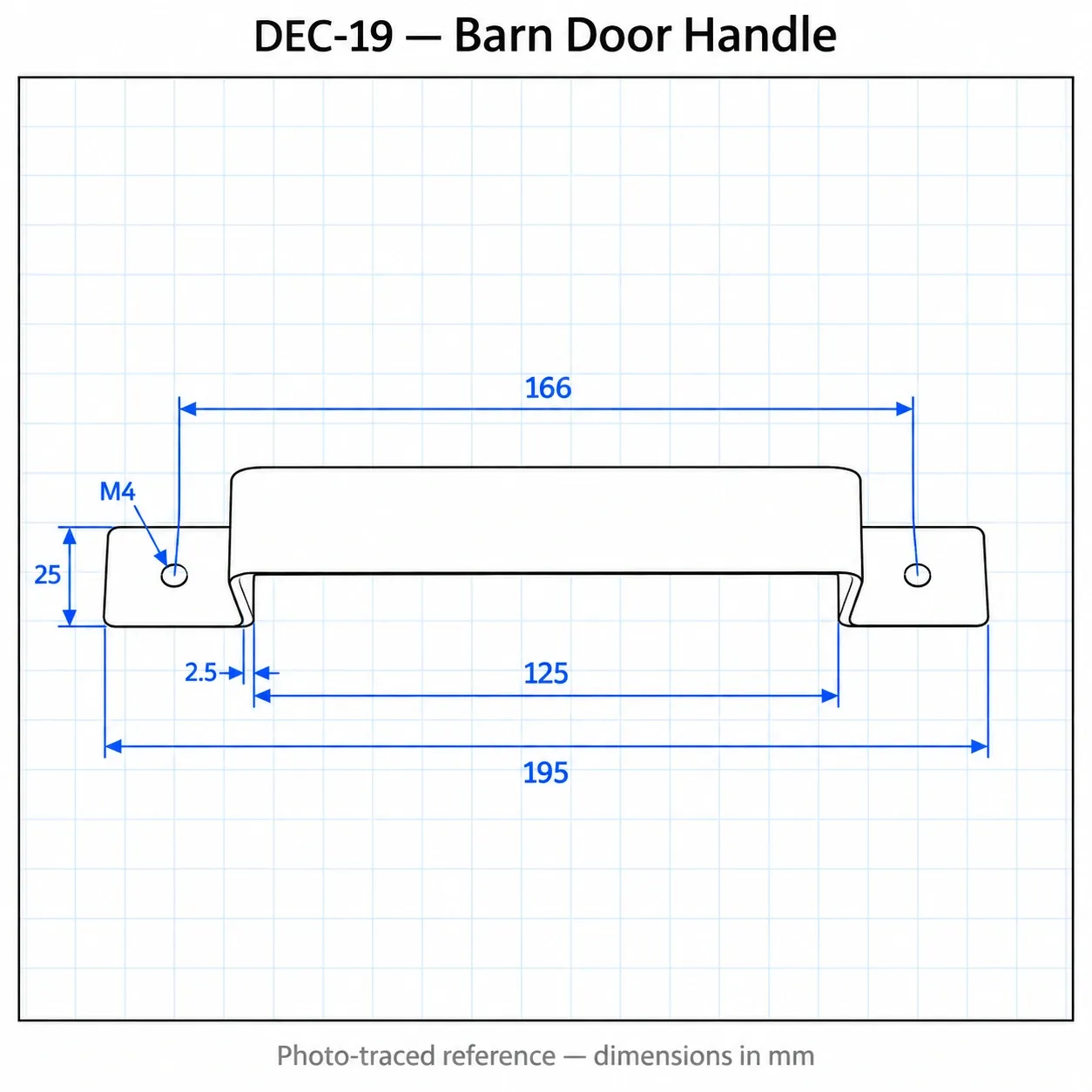 DEC-19B — มือจับ Barn Door 190mm