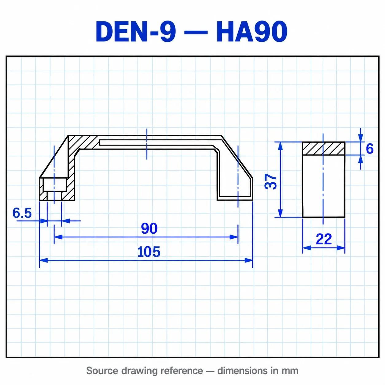 DEN-9 — มือจับไนลอน 90mm