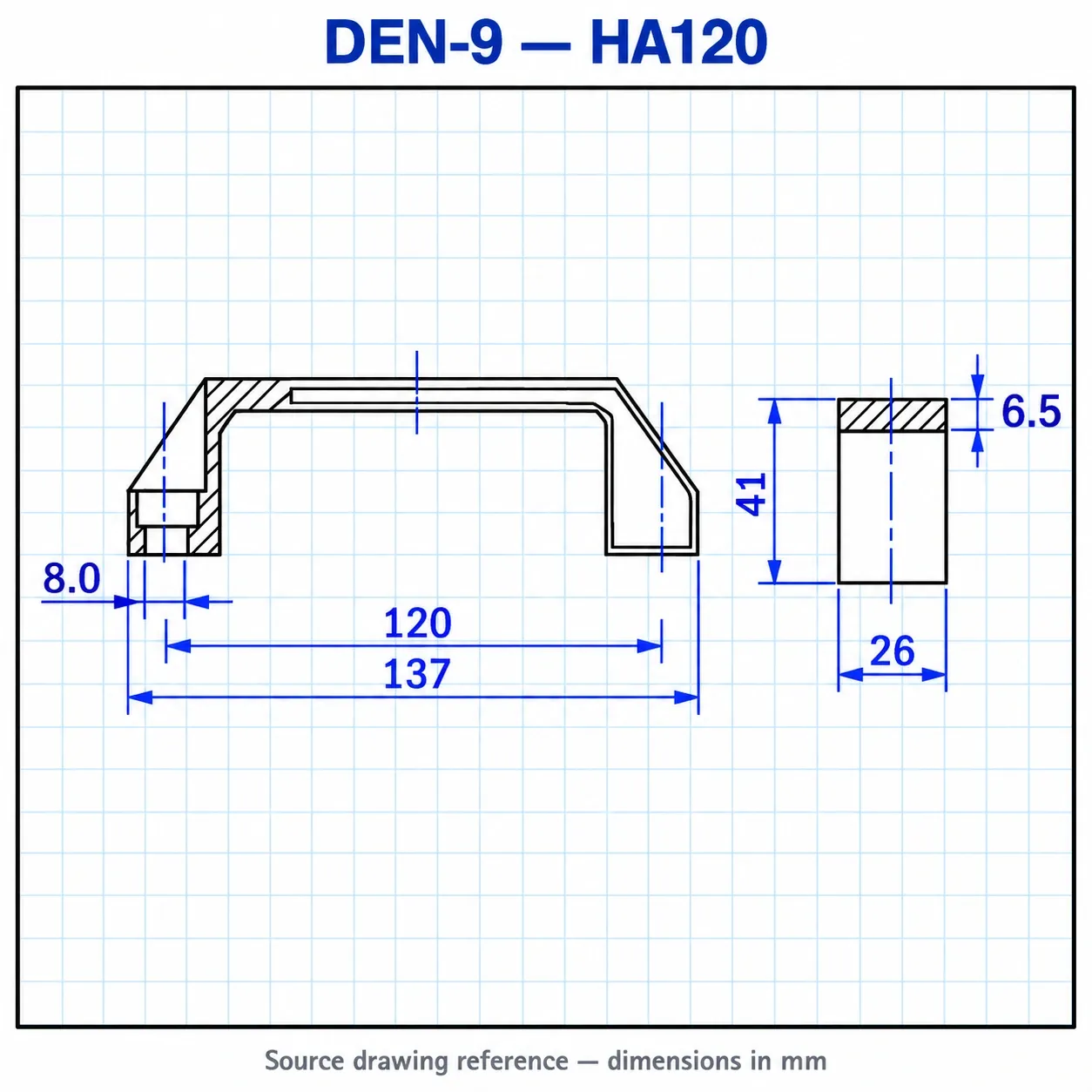 DEN-9 — มือจับไนลอน 90mm