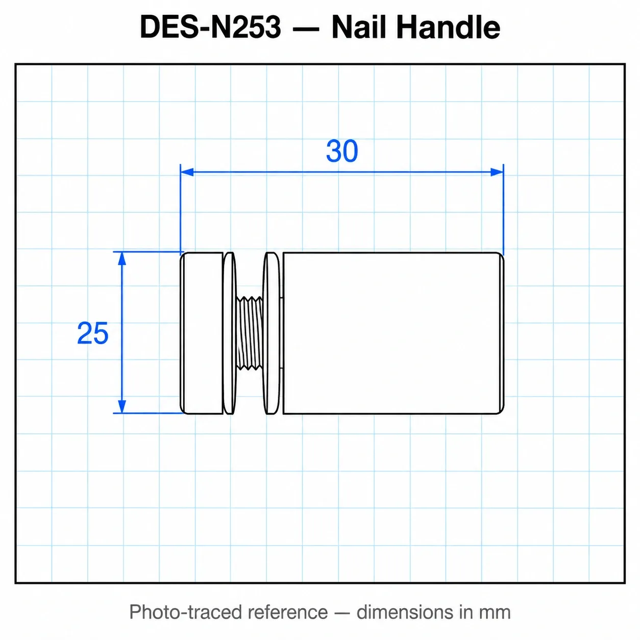 DES-N253 — ขายึดอะคริลิค D25 ยาว 30mm