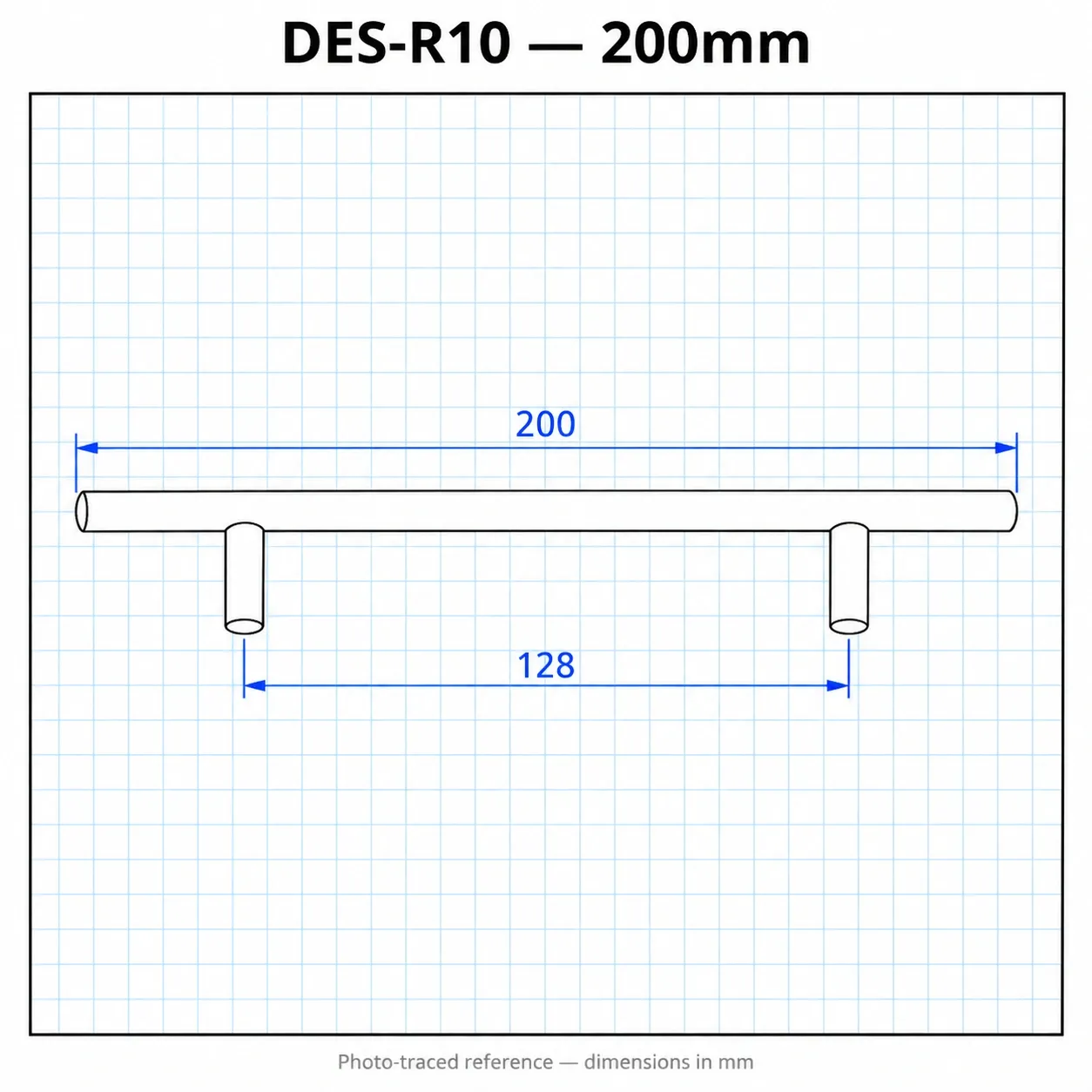 DES-R10 — มือจับสแตนเลสกลม 100mm สีเงิน