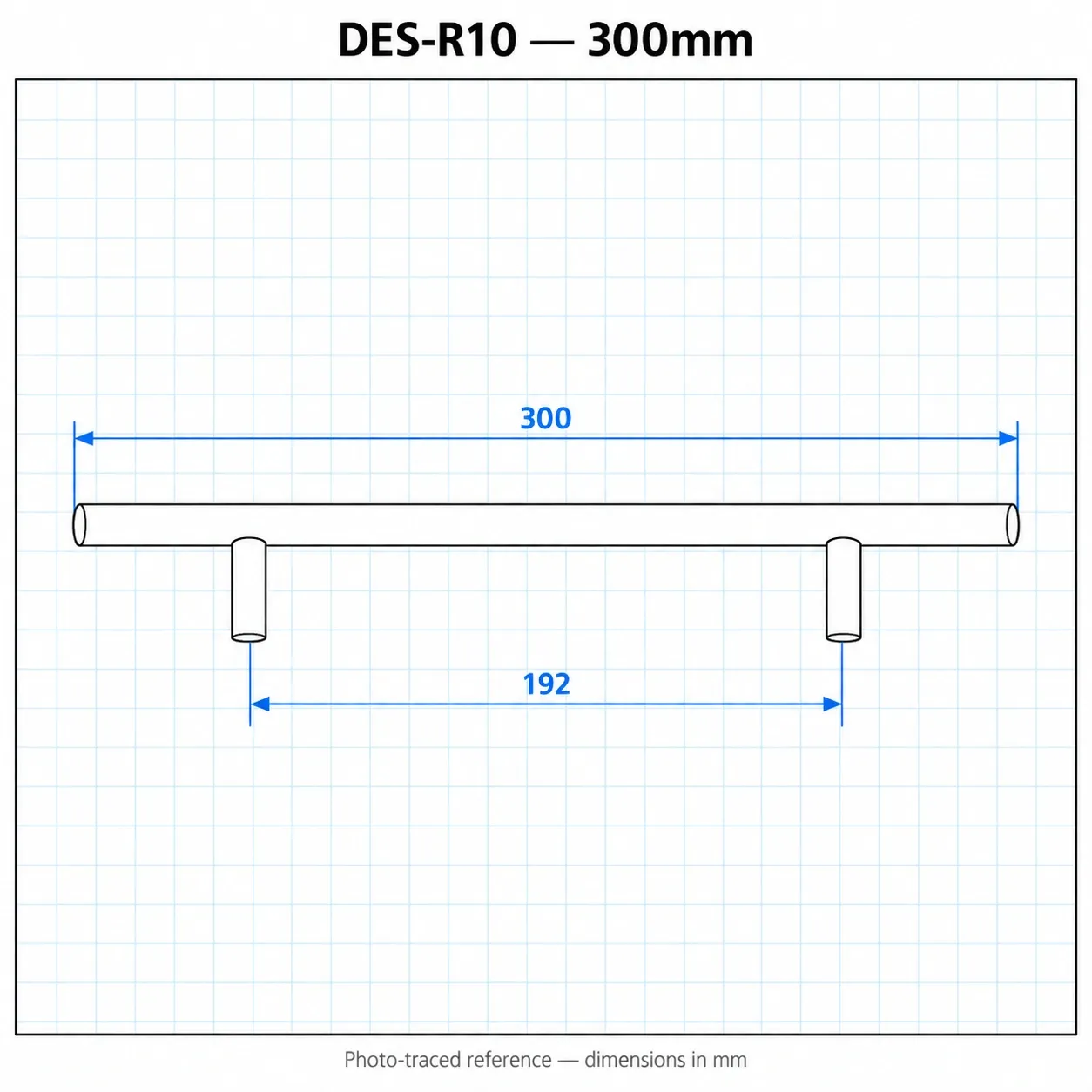 DES-R10 — มือจับสแตนเลสกลม 100mm สีเงิน