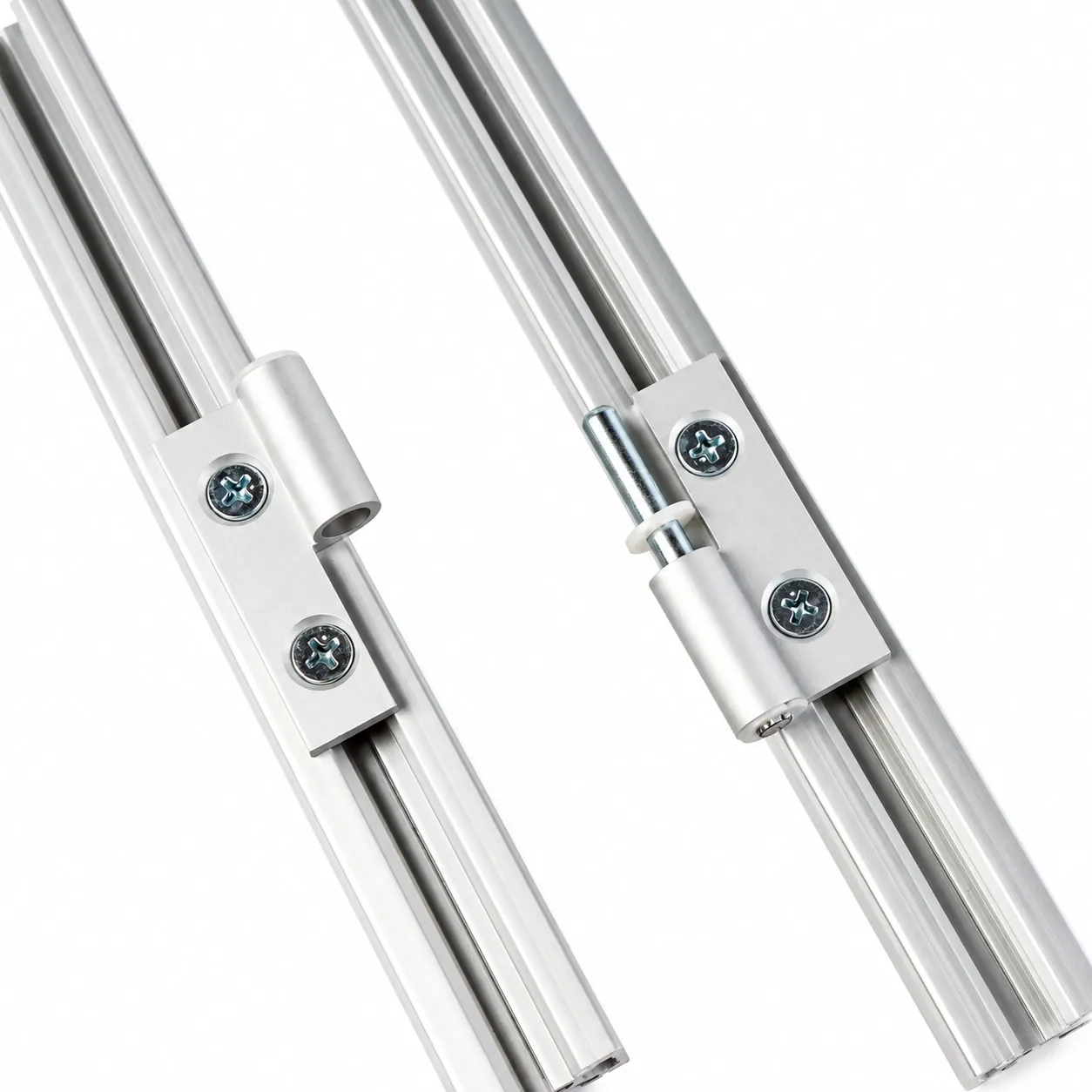 DFA-2L — บานพับอลูมิเนียม 20x20mm สีเงิน ถอดได้ข้างซ้าย