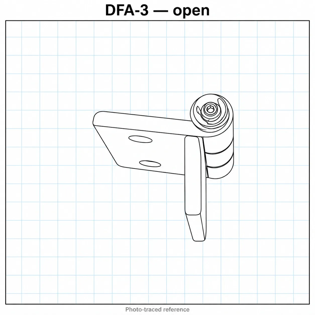 DFA-3 — บานพับอลูมิเนียม 30x30mm สีเงิน