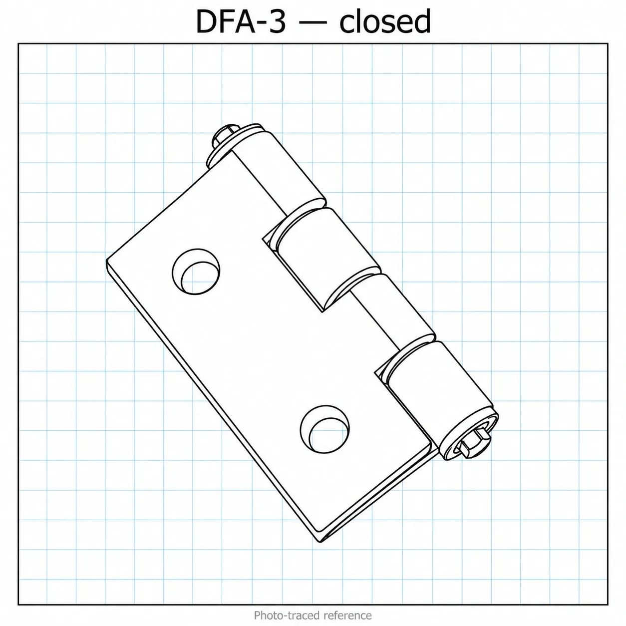 DFA-3 — บานพับอลูมิเนียม 30x30mm สีเงิน