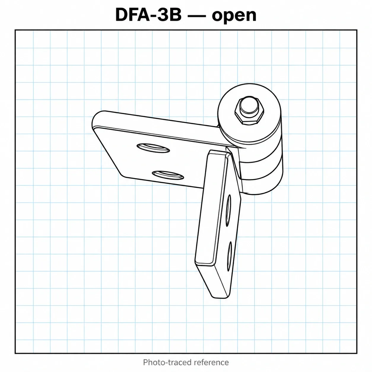 DFA-3B — บานพับอลูมิเนียม 30x30mm สีดำ