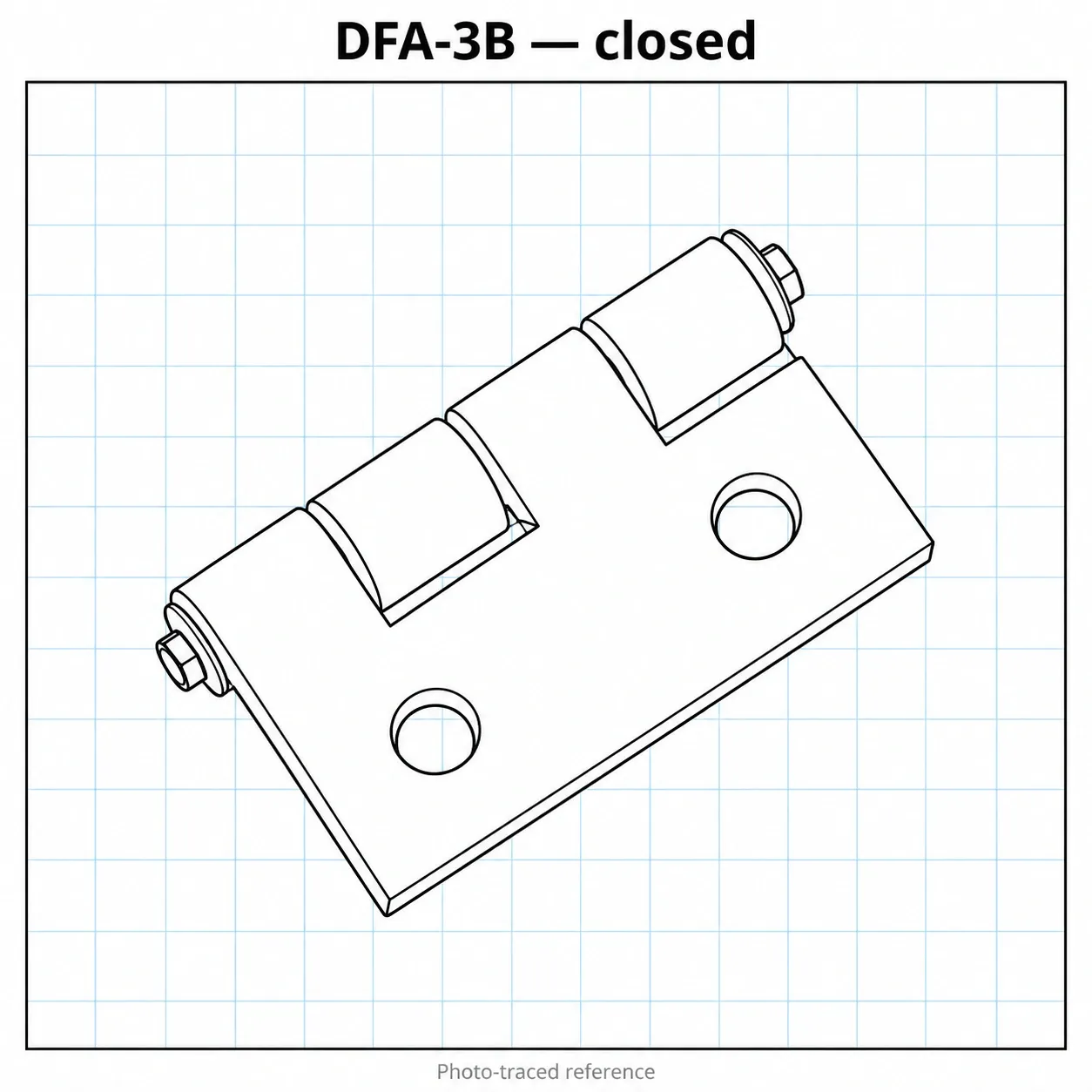 DFA-3B — บานพับอลูมิเนียม 30x30mm สีดำ