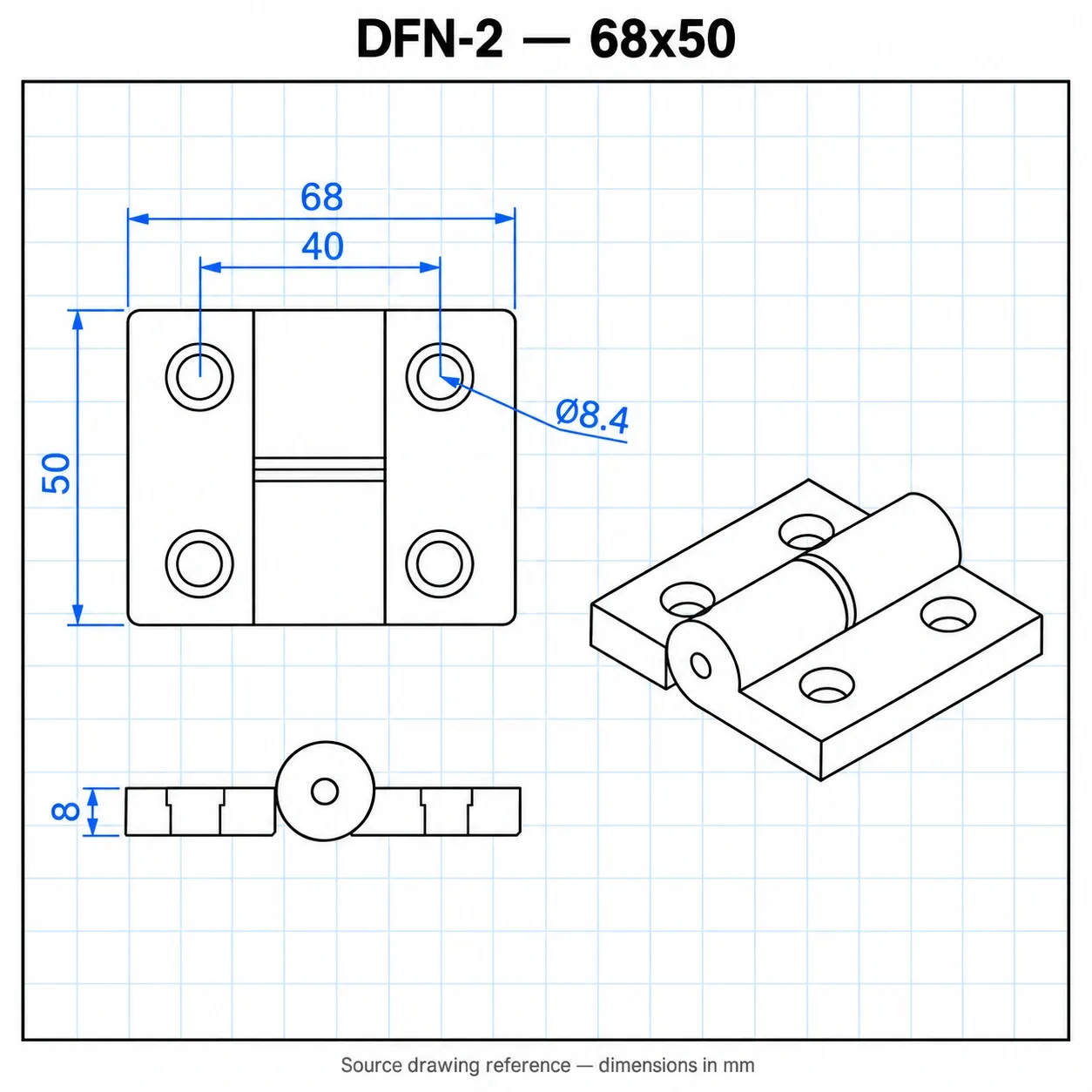 DFN-2-SET — บานพับไนลอน 20x20mm Kit Set