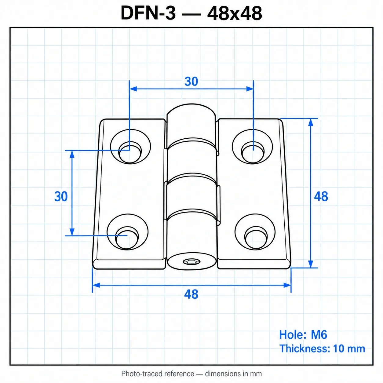 DFN-3 — บานพับไนลอน 30x30mm