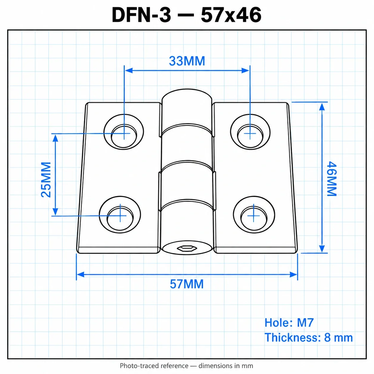 DFN-3 — บานพับไนลอน 30x30mm