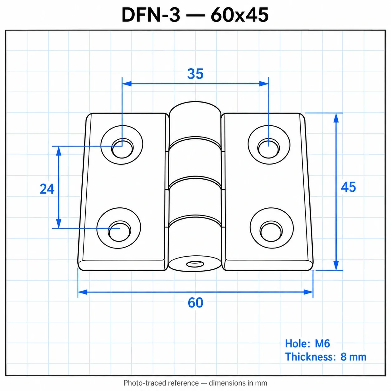 DFN-34 — บานพับไนลอน 30x40mm