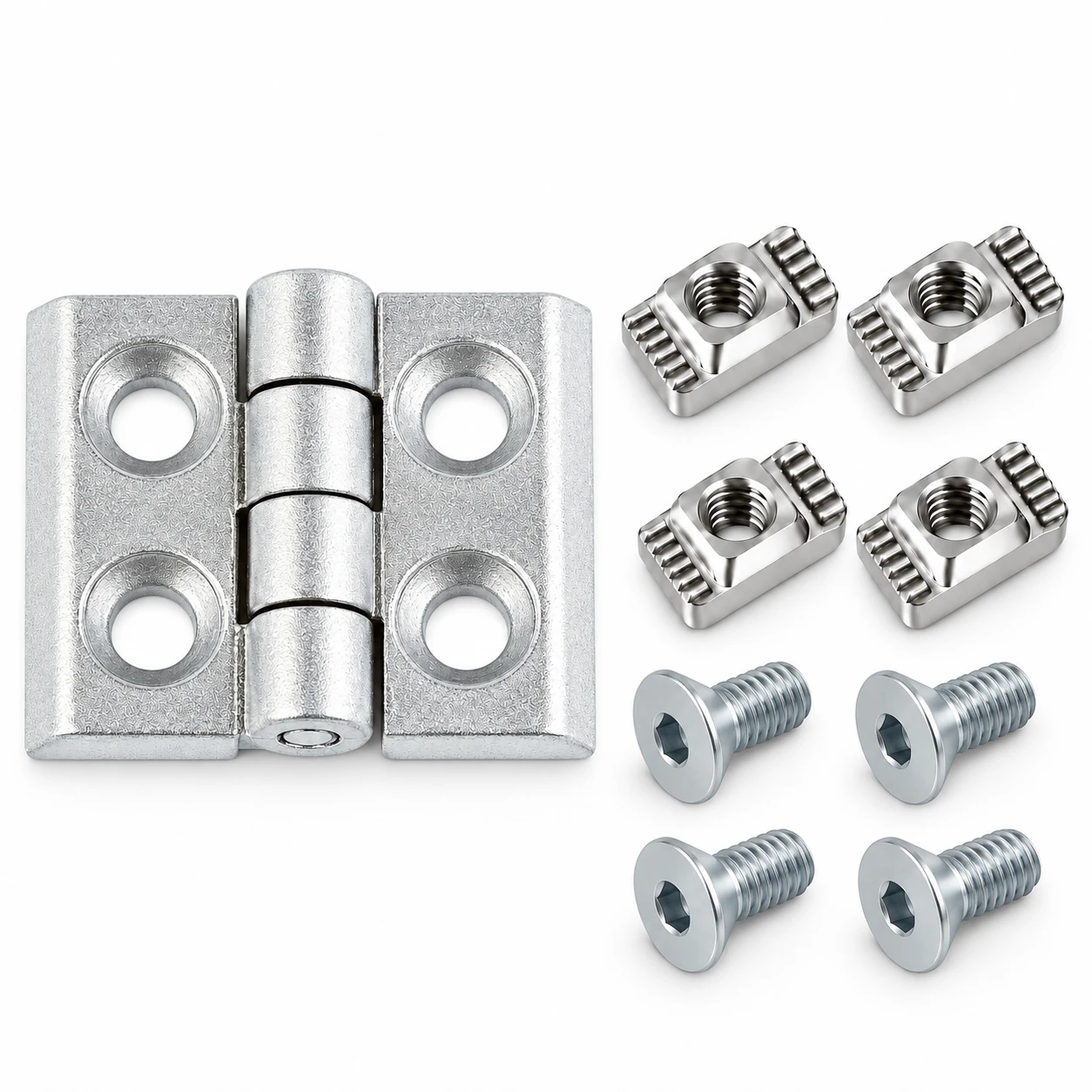 DFZ-2-SET — บานพับอัลลอยด์ 20x20mm สีเงิน Kit Set