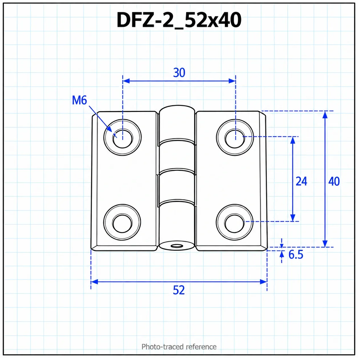 DFZ-2 — บานพับอัลลอยด์ 20x20mm สีเงิน