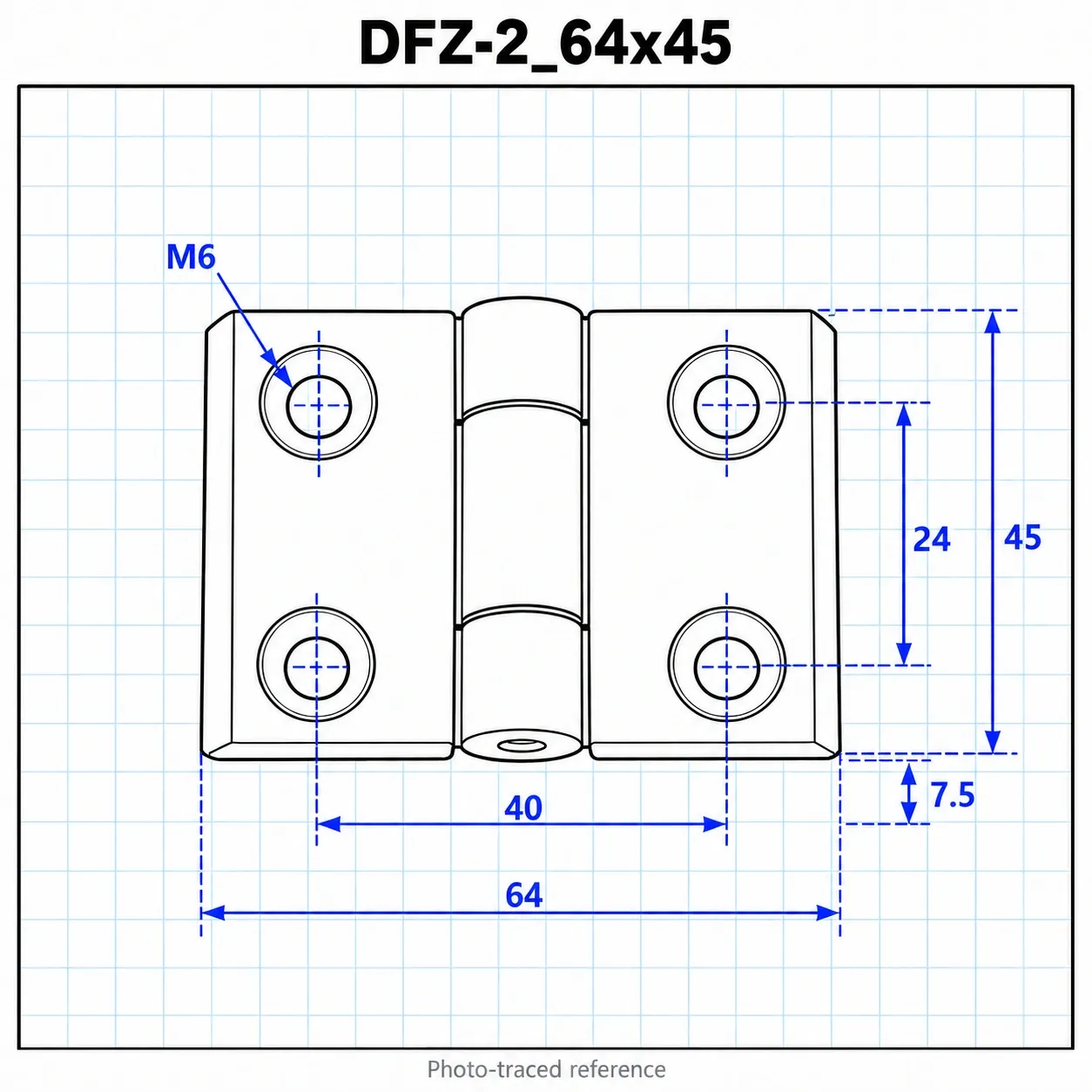 DFZ-2 — บานพับอัลลอยด์ 20x20mm สีเงิน