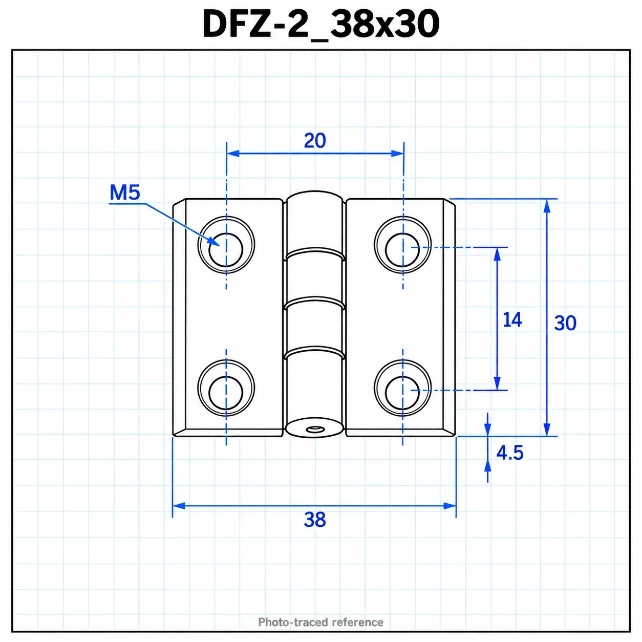 DFZ-2 — บานพับอัลลอยด์ 20x20mm สีเงิน