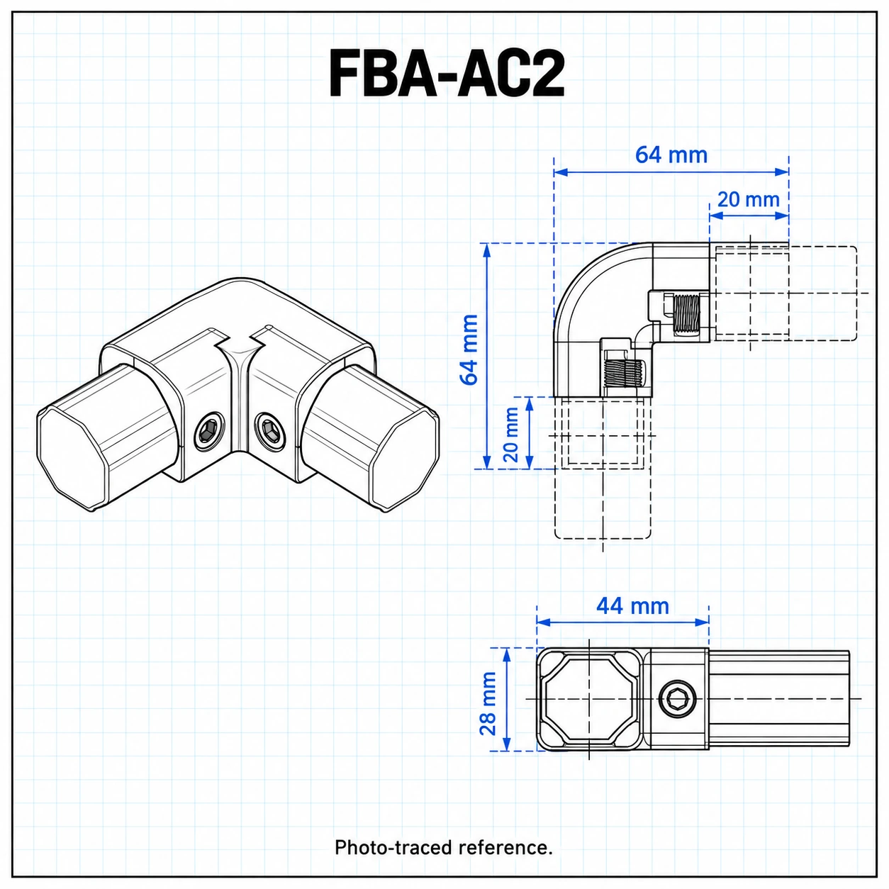 FBA-AC2 — Corner Connector Inner type 2screw