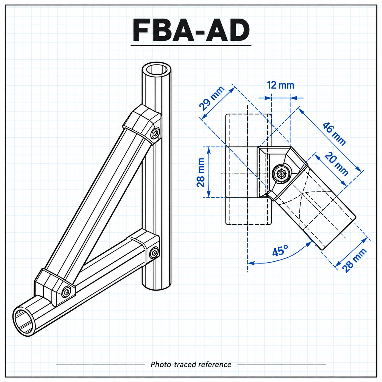 FBA-AD — Inner Connector 45องศา