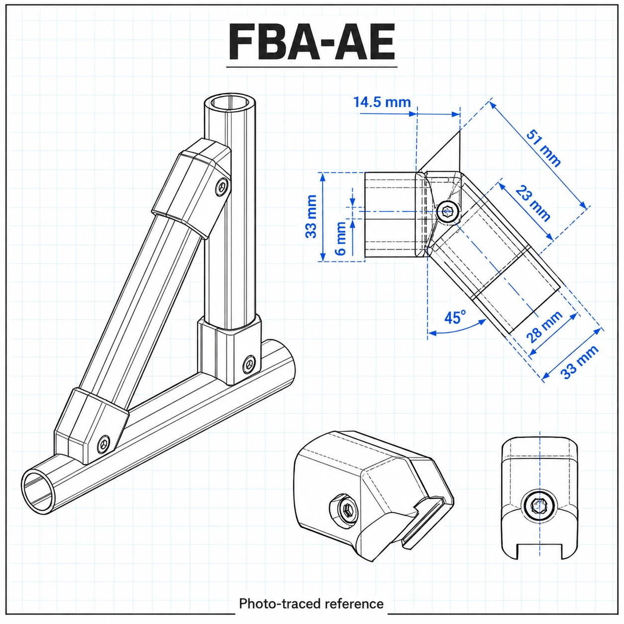 FBA-AE — Outer Connector 45องศา