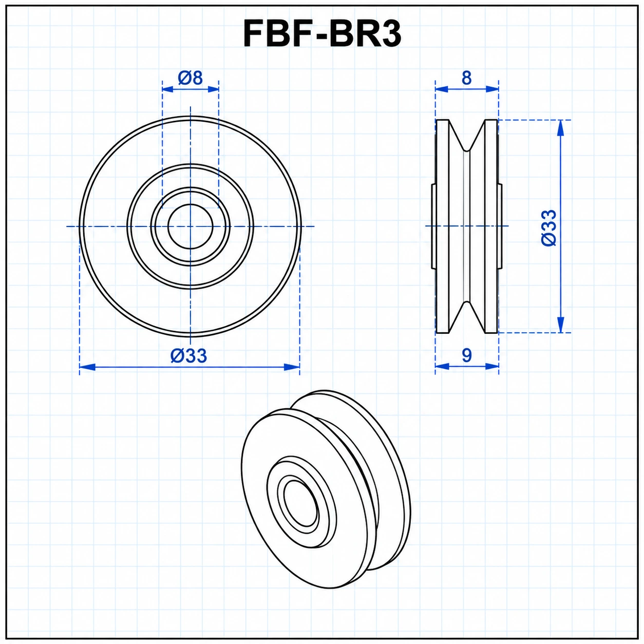 FBF-BR3 — V Groove Idler