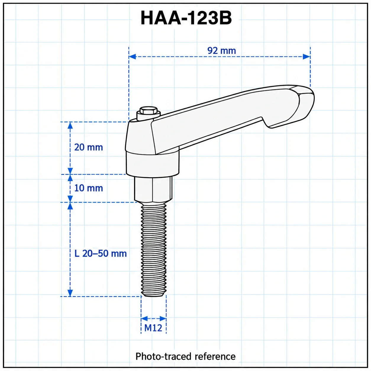 HAA-123B — Clamp Lever M12x30 สีดำ