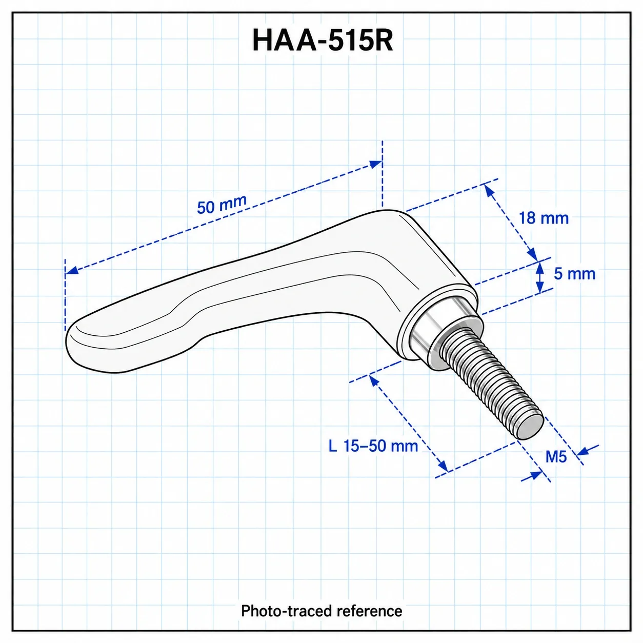 HAA-515R — Clamp Lever M5x16 สแตนเลส สีส้ม