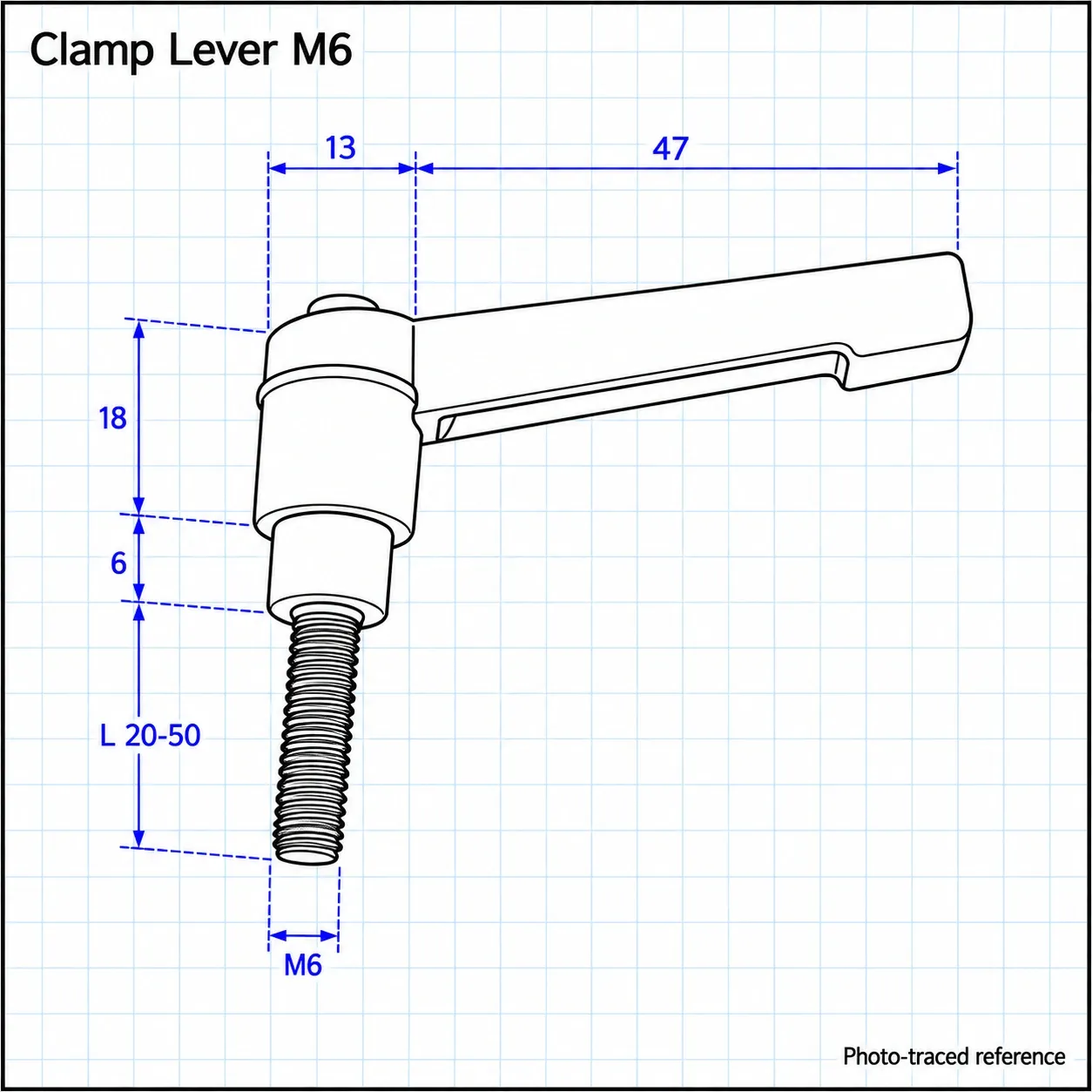 HAA-62 — Clamp Lever M6x20 สีดำ