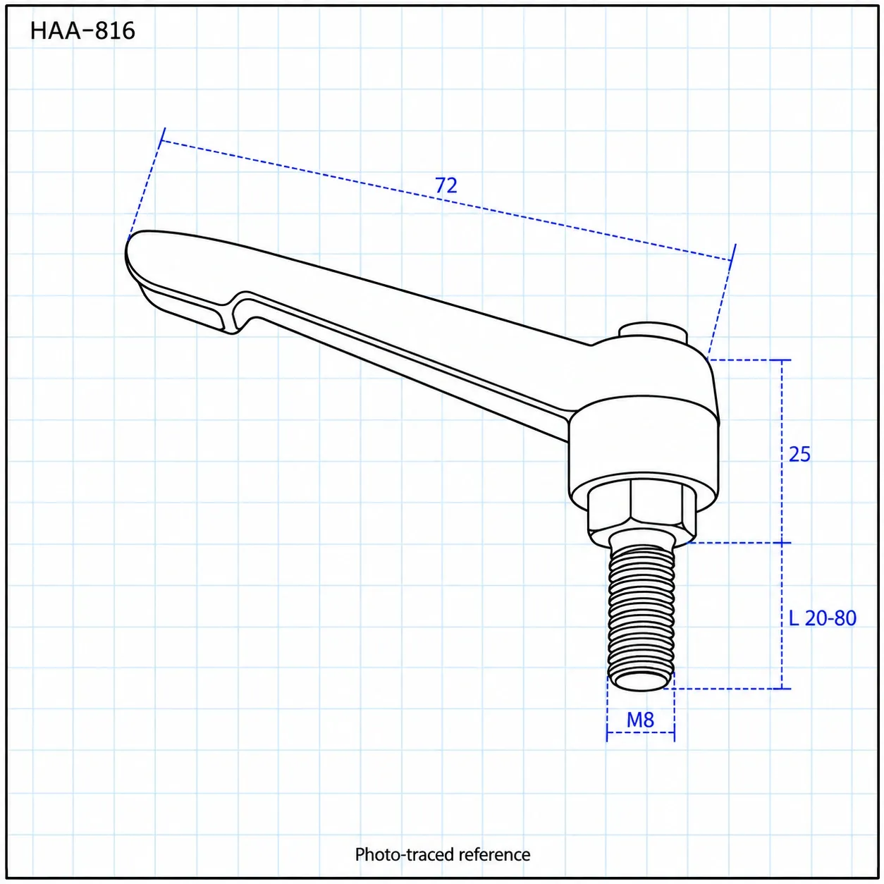 HAA-816 — Clamp Lever M8x16 สีดำ