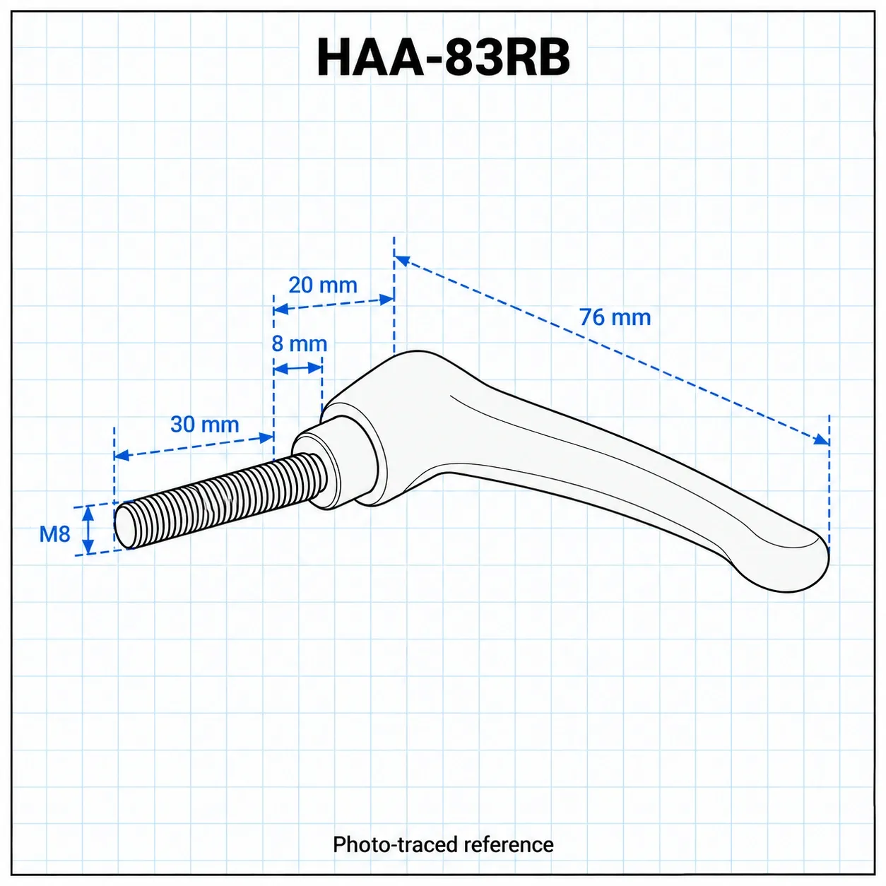 HAA-83RB — Clamp Lever M8x30 Heavy Load สีส้ม
