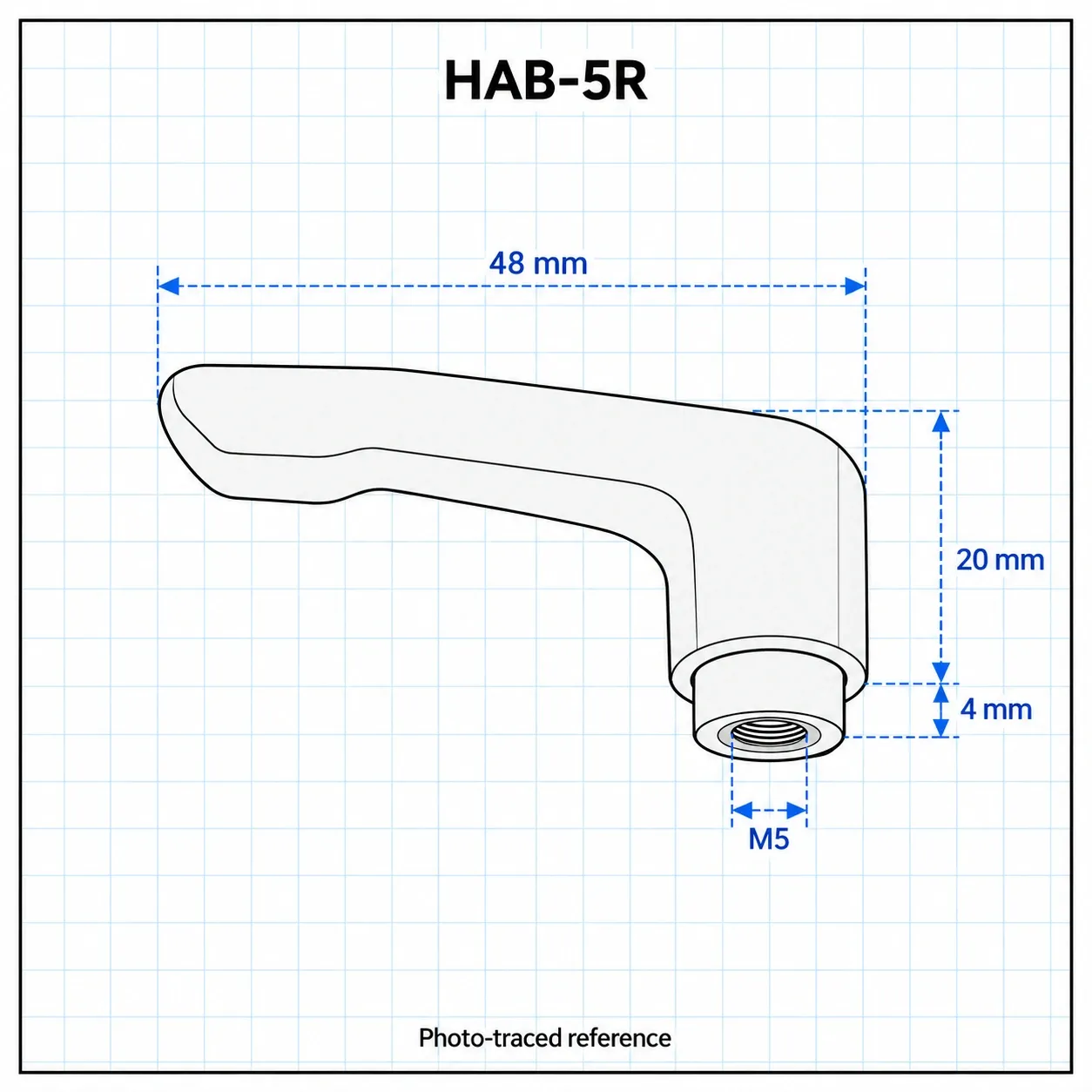 HAB-5R — Clamp Lever M5 Female Heavy สีส้ม