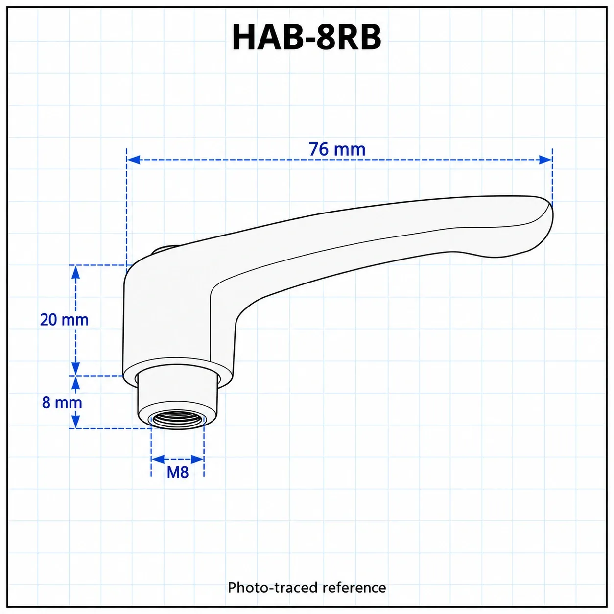HAB-8RB — Clamp Lever M8 Female Heavy สีส้ม