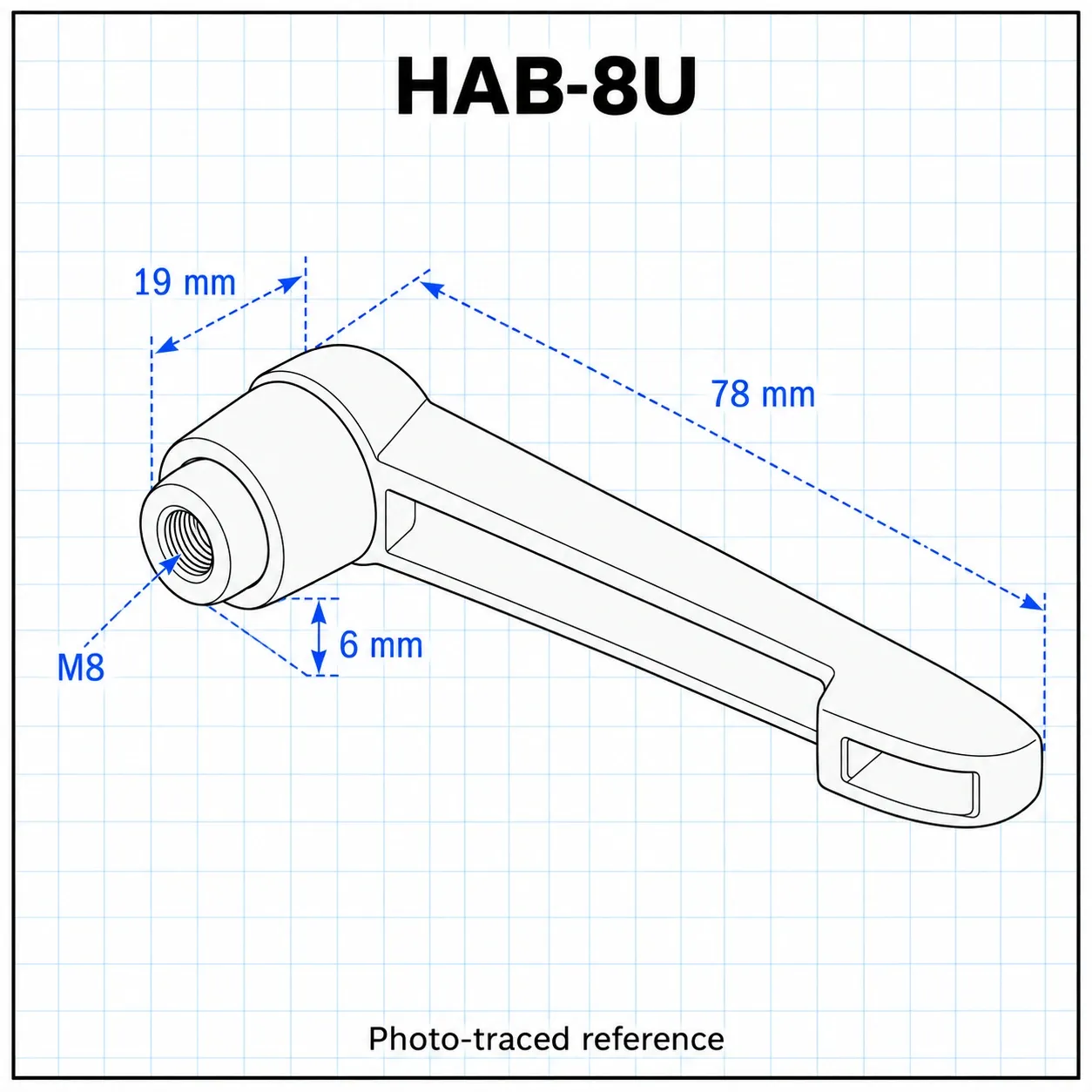 HAB-8U — Clamp Lever M8 Female สีน้ำเงิน